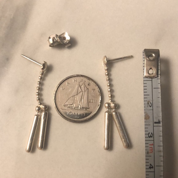 Vintage sterling silver chain drop stud earrings - Picture 4 of 4